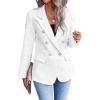 imagechouyatou Womens Elegant Plaid Tweed Jacket Button Down Notch Collar Office Work Suit Dressy Blazer CoatWhite
