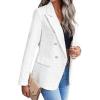 imagechouyatou Womens Elegant Plaid Tweed Jacket Button Down Notch Collar Office Work Suit Dressy Blazer CoatWhite
