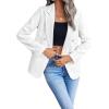 imagechouyatou Womens Elegant Plaid Tweed Jacket Button Down Notch Collar Office Work Suit Dressy Blazer CoatWhite