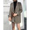 imagechouyatou Womens Elegant Plaid Wool Blend Casual Business Blazer Jacket Notch Lapel Dressy Work CoatGrey