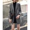 imagechouyatou Womens Elegant Plaid Wool Blend Casual Business Blazer Jacket Notch Lapel Dressy Work CoatGrey