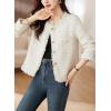 imagechouyatou Womens Fall Business Casual Tweed Blazer Button Down Dressy Fringed Tassel Jacket CoatApricot