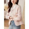 imagechouyatou Womens Fall Business Casual Tweed Blazer Button Down Dressy Fringed Tassel Jacket CoatPink