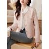 imagechouyatou Womens Fall Business Casual Tweed Blazer Button Down Dressy Fringed Tassel Jacket CoatPink
