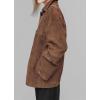 imagechouyatou Womens Fall Casual Faux Suede Leather Jacket Button Down Long Sleeve Shacket CoatBrown
