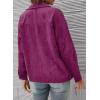 imagechouyatou Womens Fall Notch Lapel Corduroy Blazer Jacket Double Breasted Office Dressy Work SuitPurple