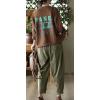 imagechouyatou Womens Fall Winter Loose Corduroy Pants Elastic High Waisted Straight Leg Trouser with PocketsArmy Green