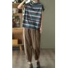 imagechouyatou Womens Fall Winter Loose Corduroy Pants Elastic High Waisted Straight Leg Trouser with PocketsBrown
