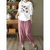 imagechouyatou Womens Fall Winter Loose Corduroy Pants Elastic High Waisted Straight Leg Trouser with PocketsPink