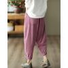 imagechouyatou Womens Fall Winter Loose Corduroy Pants Elastic High Waisted Straight Leg Trouser with PocketsPink