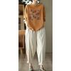 imagechouyatou Womens Fall Winter Loose Corduroy Pants Elastic High Waisted Straight Leg Trouser with PocketsWhite