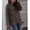 imagechouyatou Womens Fashion Leopard Print Blazer Jacket Wool Blend Business Casual Blazer Work Suit CoatBrown Leopard