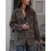 imagechouyatou Womens Fashion Leopard Print Blazer Jacket Wool Blend Business Casual Blazer Work Suit CoatBrown Leopard