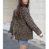 imagechouyatou Womens Fashion Leopard Print Blazer Jacket Wool Blend Business Casual Blazer Work Suit CoatBrown Leopard