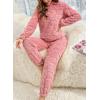 imagechouyatou Womens Fuzzy Fleece 2 Piece Lounge Pajama Sets Ultra Soft Cute Ear Hood Pullover Tops Harem Pants OutfitsHot Pink