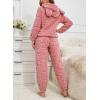 imagechouyatou Womens Fuzzy Fleece 2 Piece Lounge Pajama Sets Ultra Soft Cute Ear Hood Pullover Tops Harem Pants OutfitsHot Pink