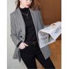 imagechouyatou Womens Notch Lapel Double Breasetd Houndstooth Blazer Jacket Business Casual Plaid Blazer SuitBlack