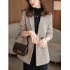 imagechouyatou Womens Notch Lapel Double Breasetd Houndstooth Blazer Jacket Business Casual Plaid Blazer SuitBrown
