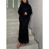 imagechouyatou Womens Slouchy Knitwear Sets Turtleneck Sweater Maxi Long Skirt Two Piece Sweater Skirt OutfitsBlack