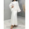 imagechouyatou Womens Slouchy Knitwear Sets Turtleneck Sweater Maxi Long Skirt Two Piece Sweater Skirt OutfitsWhite