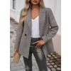 imagechouyatou Womens Vintage Houndstooth Business Office Blazer Notch Lapel Dressy Suit Work JacketGreen