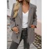 imagechouyatou Womens Vintage Houndstooth Business Office Blazer Notch Lapel Dressy Suit Work JacketGreen