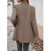 imagechouyatou Womens Vintage Houndstooth Business Office Blazer Notch Lapel Dressy Suit Work JacketKhaki