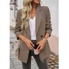 imagechouyatou Womens Vintage Houndstooth Business Office Blazer Notch Lapel Dressy Suit Work JacketKhaki