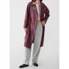imagechouyatou Womens Winter Casual Pu Faux Leather Trench Coat Double Breasted Long overcoat with BeltWine Red