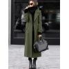 imagechouyatou Womens Winter Double Breasted Wool Coat Business Casual Long Winter Pea Coat with BeltArmy Green