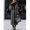 imagechouyatou Womens Winter Double Breasted Wool Coat Business Casual Long Winter Pea Coat with BeltGrey