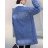 imagechouyatou Womens Winter Faux Fur Collar Sherpa Lined Long Denim Coat Trucker JacketBlue
