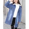 imagechouyatou Womens Winter Faux Fur Collar Sherpa Lined Long Denim Coat Trucker JacketBlue