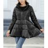 imagechouyatou Womens Winter Swing Hem Quilted Puffer Jacket Stand Collar Zip Up Puffy Down Coat OuterwearBlack