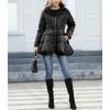 imagechouyatou Womens Winter Swing Hem Quilted Puffer Jacket Stand Collar Zip Up Puffy Down Coat OuterwearBlack