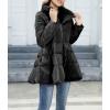 imagechouyatou Womens Winter Swing Hem Quilted Puffer Jacket Stand Collar Zip Up Puffy Down Coat OuterwearBlack