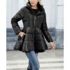 imagechouyatou Womens Winter Swing Hem Quilted Puffer Jacket Stand Collar Zip Up Puffy Down Coat OuterwearBlack