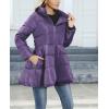 imagechouyatou Womens Winter Swing Hem Quilted Puffer Jacket Stand Collar Zip Up Puffy Down Coat OuterwearPurple