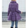 imagechouyatou Womens Winter Swing Hem Quilted Puffer Jacket Stand Collar Zip Up Puffy Down Coat OuterwearPurple