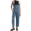 imagechouyatou Womens Adjustable Strap Denim Bib Overall Straight Leg Baggy Utility Cargo Jeans JumpsuitBlue