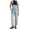imagechouyatou Womens Adjustable Strap Denim Bib Overall Straight Leg Baggy Utility Cargo Jeans JumpsuitLight Blue