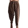 imagechouyatou Womens Baggy Loose Corduroy Pants Polka Dot Printed Elastic High Waisted Straight Leg TrouserBrown