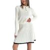 imagechouyatou Womens Cable Knit 2 Piece Outfits Long Sleeve Polo Sweater and Elastic Waist Pleated Mini Skirt SetsBeige White