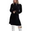 imagechouyatou Womens Cable Knit 2 Piece Outfits Long Sleeve Polo Sweater and Elastic Waist Pleated Mini Skirt SetsBlack