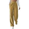 imagechouyatou Womens Casual High Waisted Wide Straight Leg Corduroy Pants TrousersKhaki
