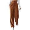 imagechouyatou Womens Casual High Waisted Wide Straight Leg Corduroy Pants TrousersOrange