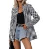 imagechouyatou Womens Casual Open Front Blazer Jacket Houndstooth Plaid Office Work Dressy Coat SuitBlack