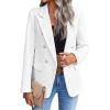 imagechouyatou Womens Elegant Plaid Tweed Jacket Button Down Notch Collar Office Work Suit Dressy Blazer CoatWhite