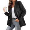 imagechouyatou Womens Fall Notch Lapel Corduroy Blazer Jacket Double Breasted Office Dressy Work SuitBlack