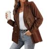 imagechouyatou Womens Fall Notch Lapel Corduroy Blazer Jacket Double Breasted Office Dressy Work SuitCoffee